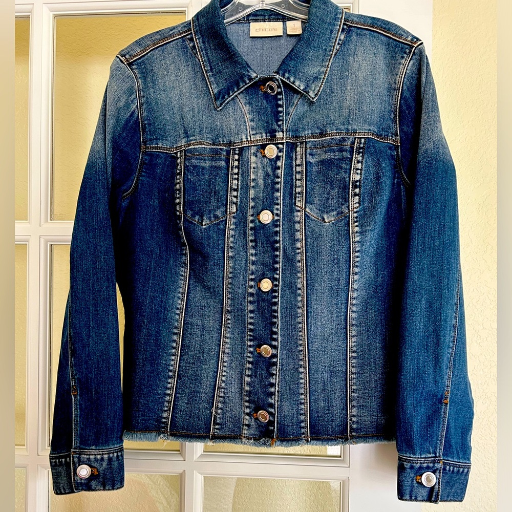 Denim jean jacket, by Chicos. Size M (1)